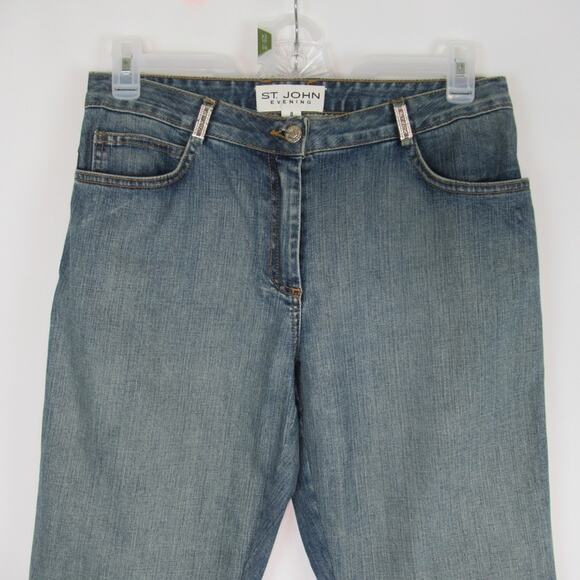 ST. JOHN EVENING Rhinestone Fashion Fit Straight Leg Jeans Women’s Size 8 - Picture 4 of 13